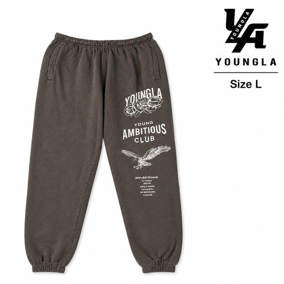 YoungLA Other - YoungLA Ambitious Club Graphic Jogger Sweatpants Brown Eagle Rose Mens Size L